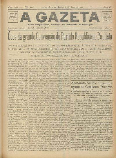 Capa de um dos jornais.
