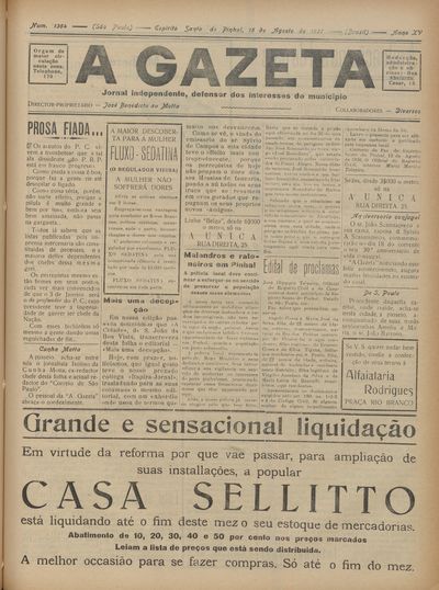Capa de um dos jornais.