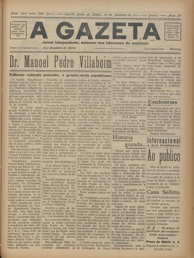 Capa de um dos jornais.