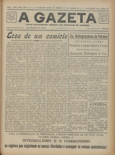 Capa de um dos jornais.