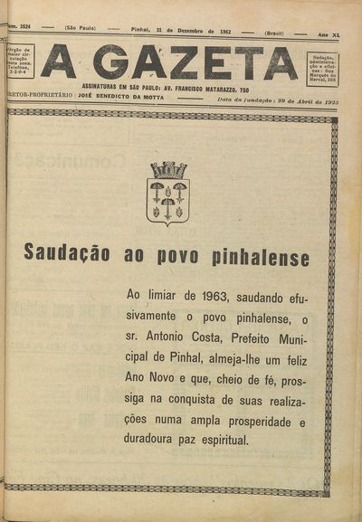 Capa de um dos jornais.