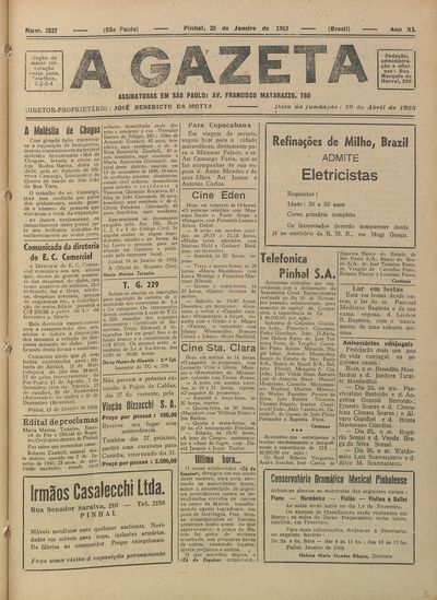 Capa de um dos jornais.