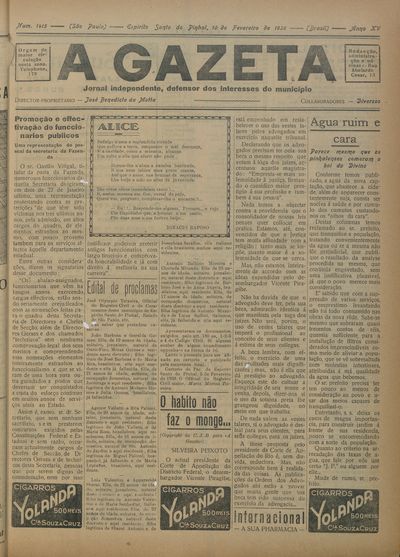 Capa de um dos jornais.