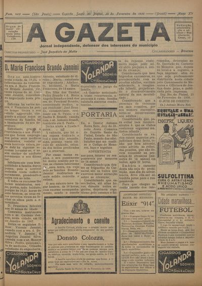 Capa de um dos jornais.