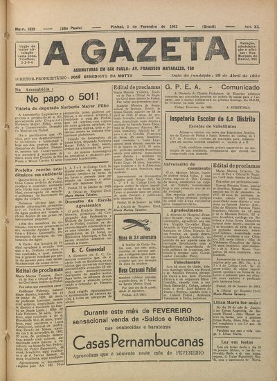 Capa de um dos jornais.
