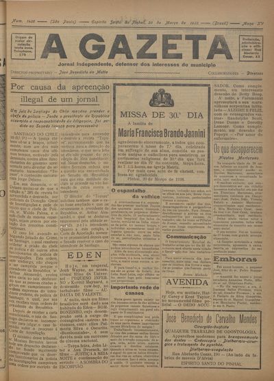 Capa de um dos jornais.