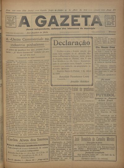 Capa de um dos jornais.