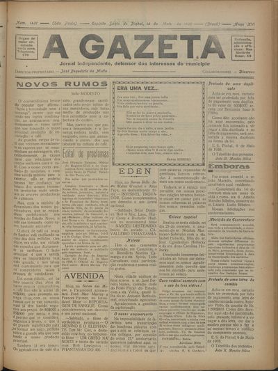 Capa de um dos jornais.