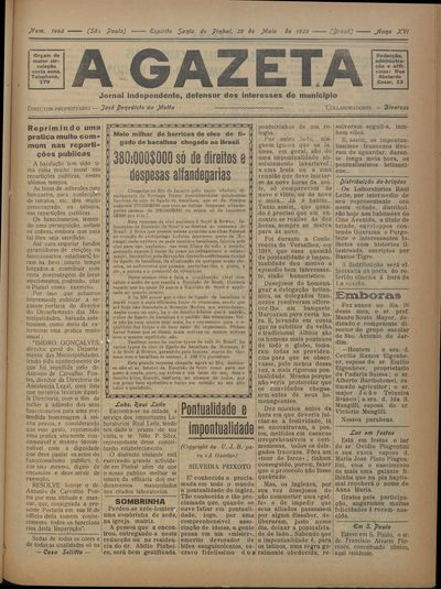 Capa de um dos jornais.