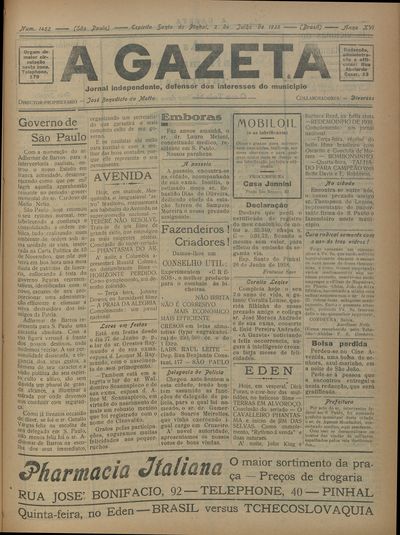 Capa de um dos jornais.
