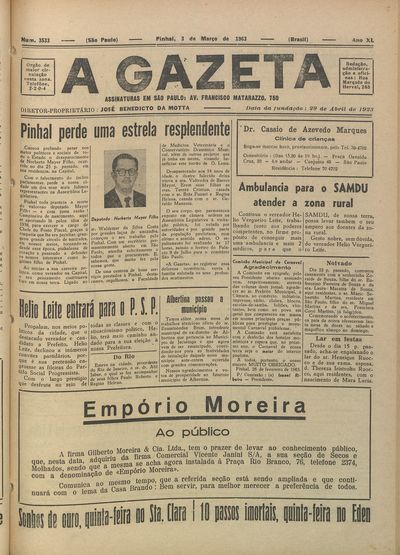 Capa de um dos jornais.