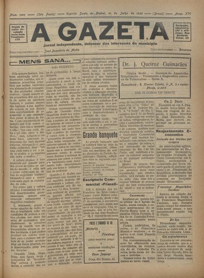 Capa de um dos jornais.