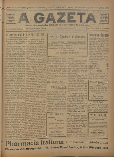 Capa de um dos jornais.