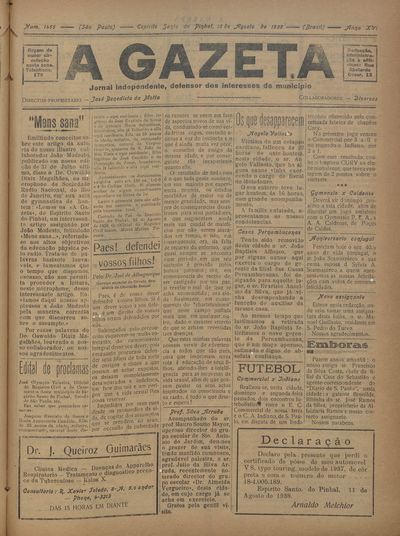 Capa de um dos jornais.
