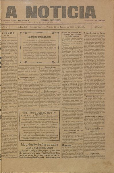 Capa de um dos jornais.