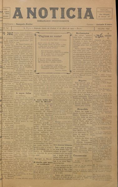 Capa de um dos jornais.