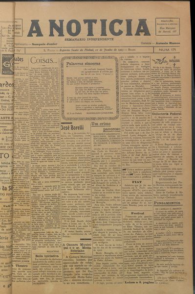 Capa de um dos jornais.