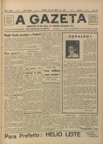 Capa de um dos jornais.