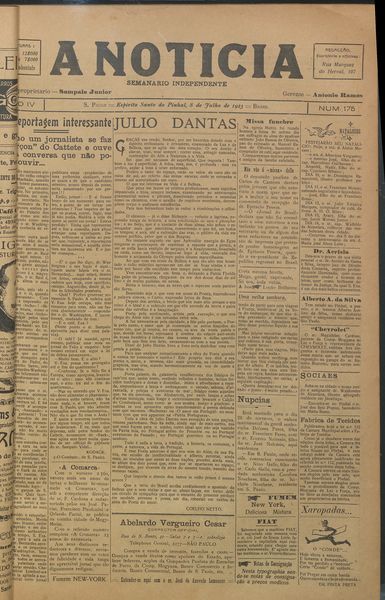 Capa de um dos jornais.