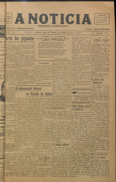 Capa de um dos jornais.