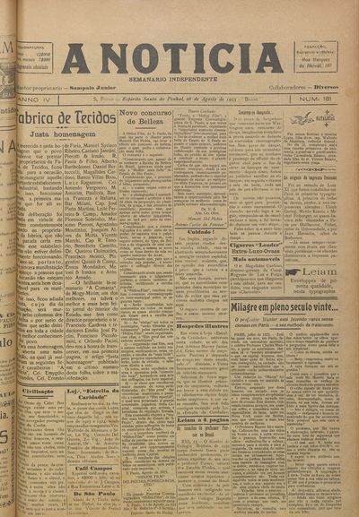 Capa de um dos jornais.