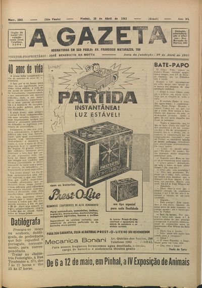 Capa de um dos jornais.