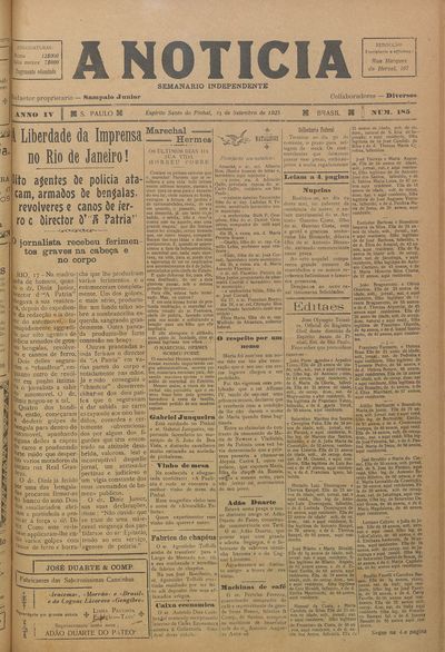 Capa de um dos jornais.