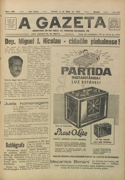 Capa de um dos jornais.