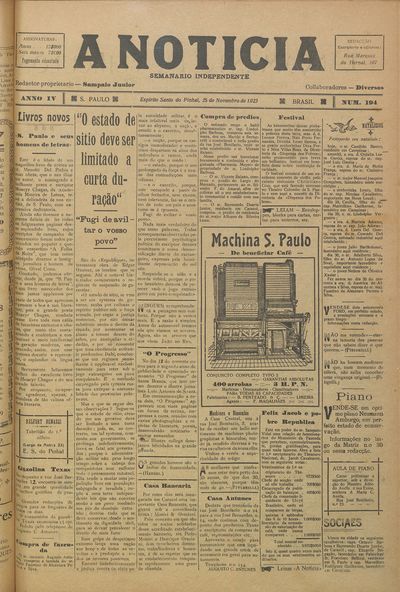 Capa de um dos jornais.