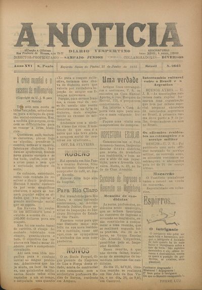 Capa de um dos jornais.