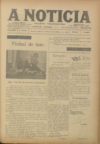 Capa de um dos jornais.