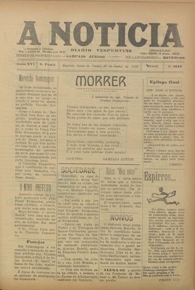 Capa de um dos jornais.