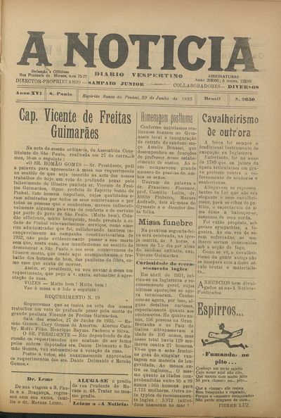 Capa de um dos jornais.