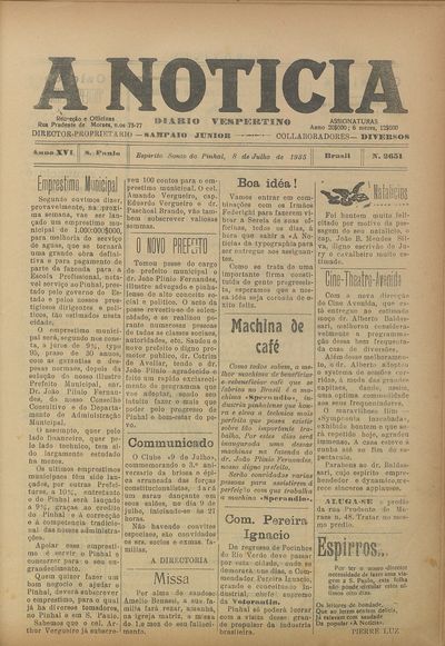 Capa de um dos jornais.