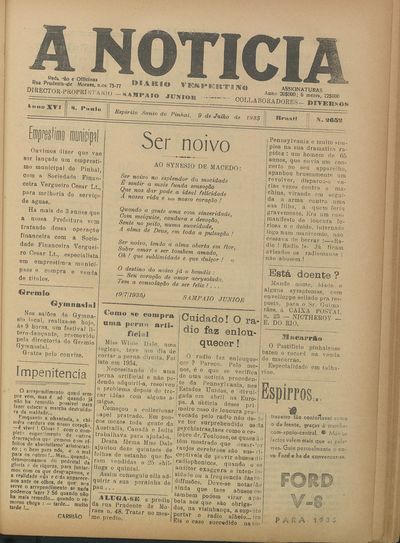 Capa de um dos jornais.