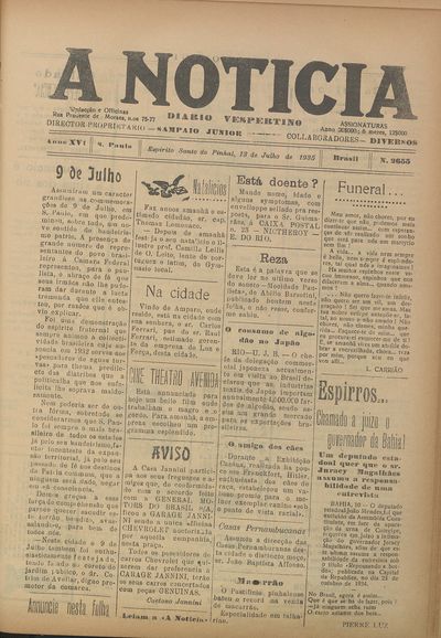 Capa de um dos jornais.