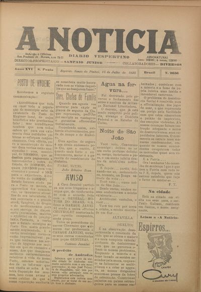 Capa de um dos jornais.