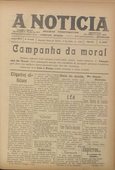 Capa de um dos jornais.