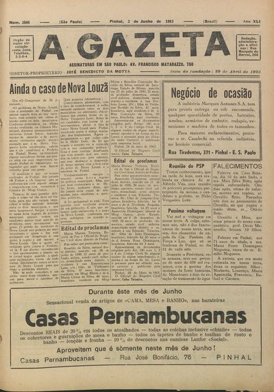 Capa de um dos jornais.