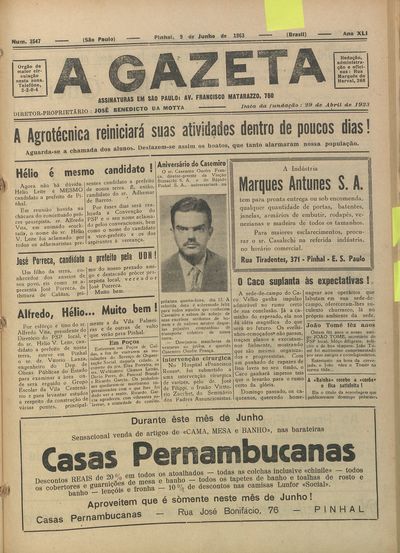 Capa de um dos jornais.