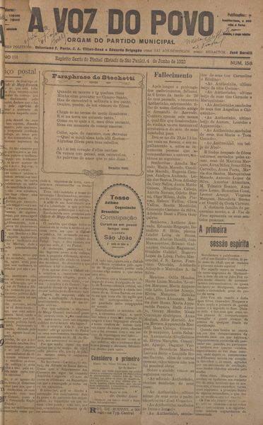 Capa de um dos jornais.