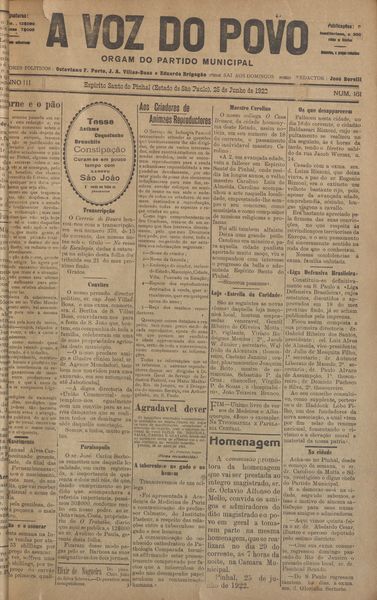 Capa de um dos jornais.