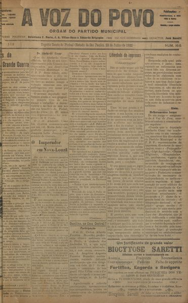 Capa de um dos jornais.
