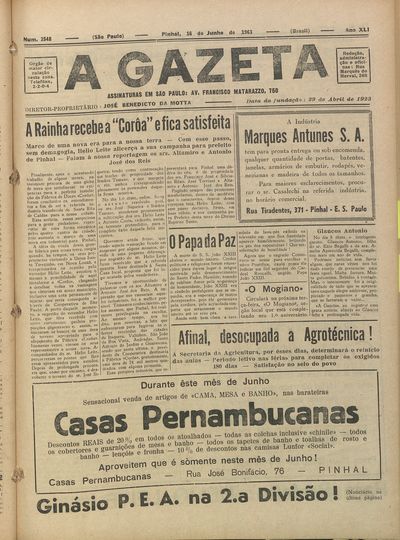 Capa de um dos jornais.