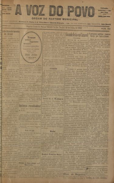 Capa de um dos jornais.