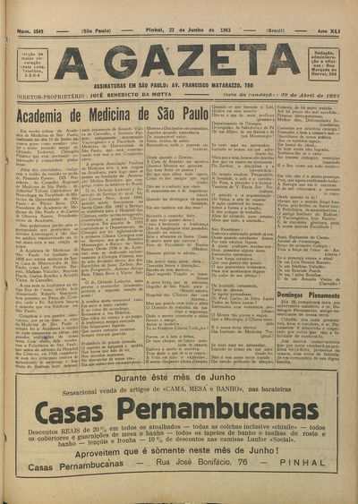 Capa de um dos jornais.
