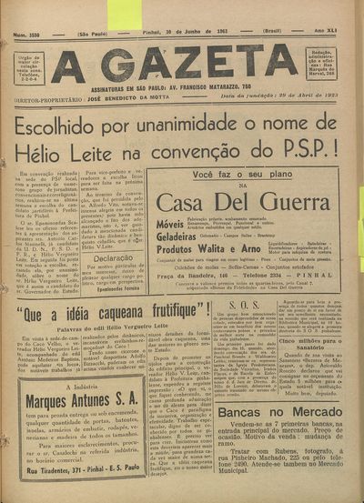Capa de um dos jornais.