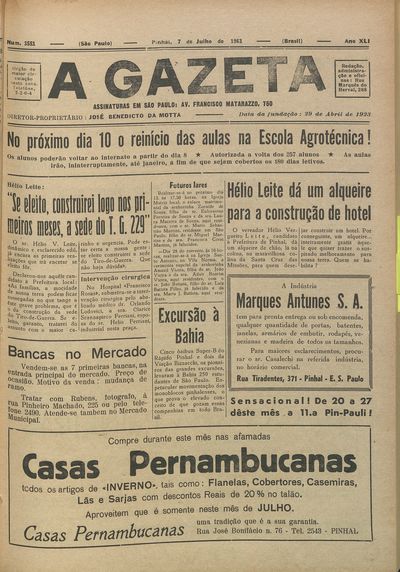 Capa de um dos jornais.