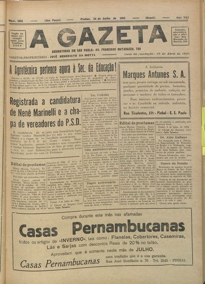 Capa de um dos jornais.
