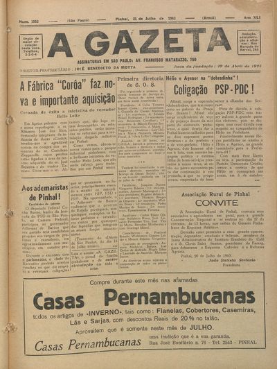 Capa de um dos jornais.